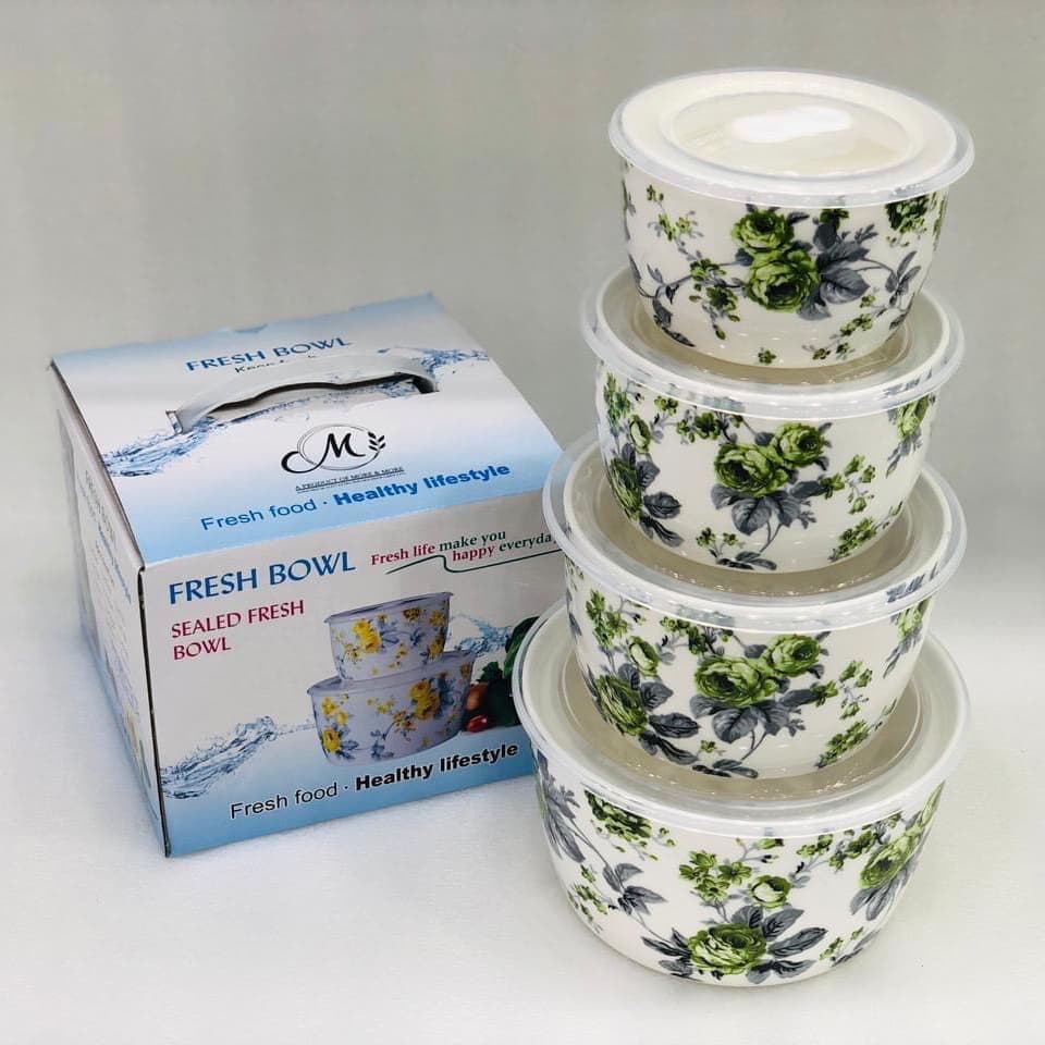 Fresh Bowl Set 4pc - Green (Ceramic)